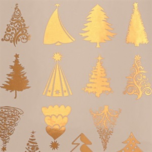 Decals til fusing, Juletræ, Guld, 13,3x10cm